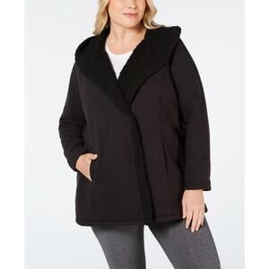 Ideology Womens Activewear Plus Size Fleece Lined Hooded Jacket Size 1X